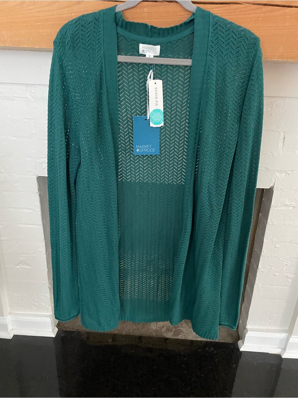 Market & Spruce Open-Front Women's Cardigan Sweater Green Curvy Plus Size XXL